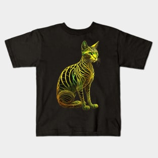 Gold Art Cat Kids T-Shirt